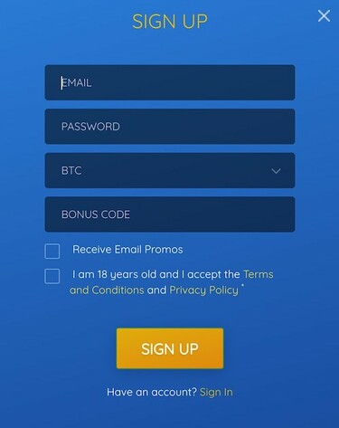 BitcoinPenguin Sign Up Form