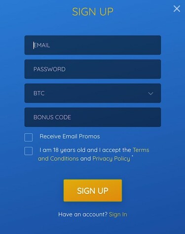 BitcoinPenguin Sign Up Form